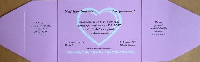 svatební oznámení uvnitř