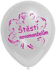 a koupeny růžové a bílé balonky s přáním