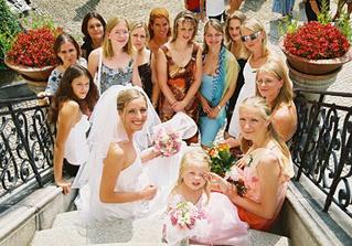Bride with best girlfriends