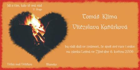 ...naše svatební oznámení (vlastní práce)