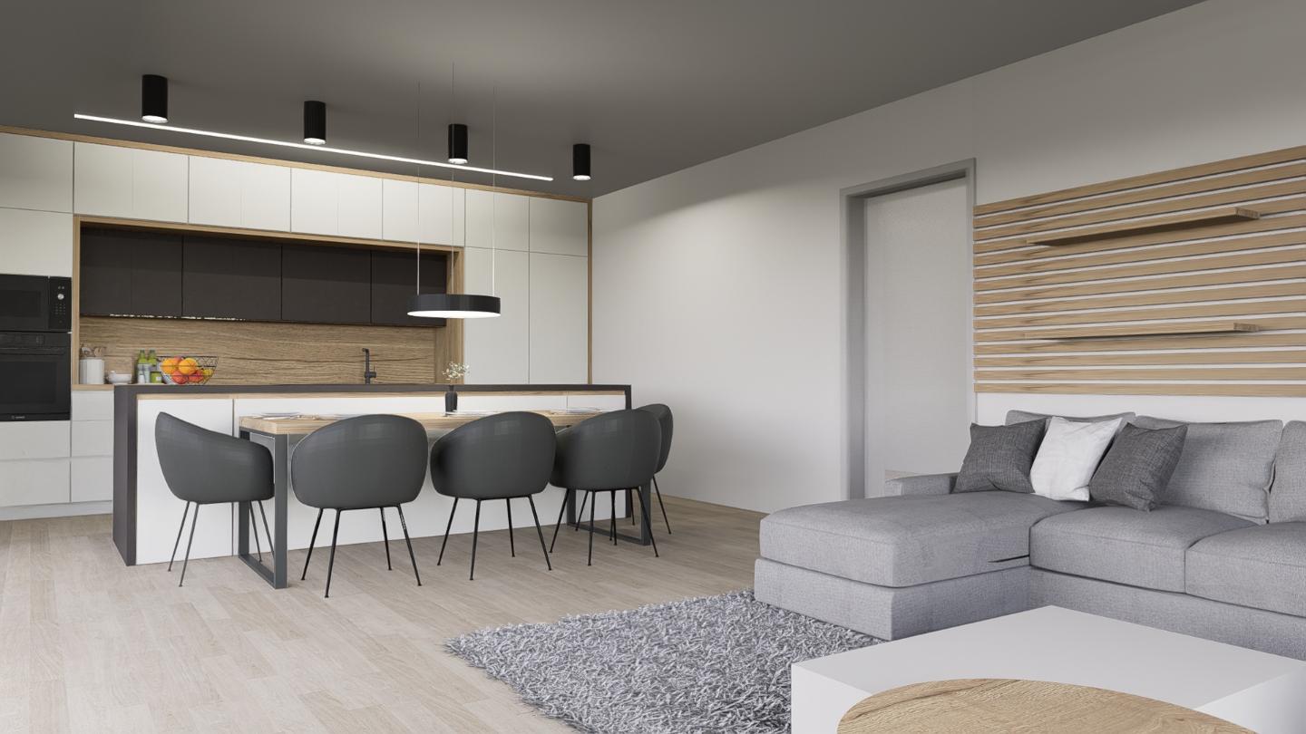 Kuchyň + obývací pokoj, nová vizualizace