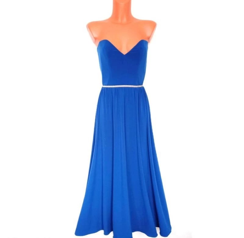 Modré dlouhé plesové šaty - Obrázek č. 1