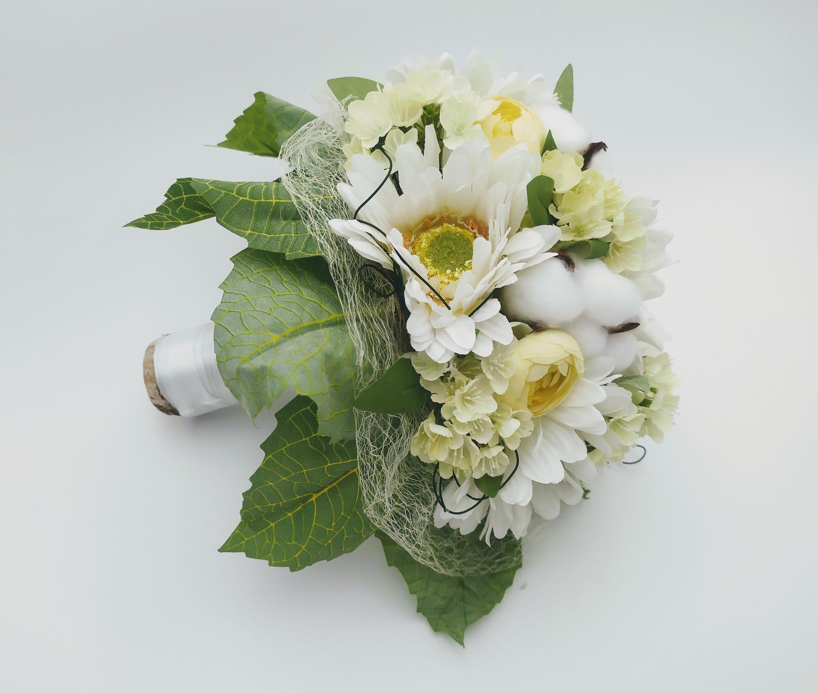 Svatebnì kytice pro nevěstu( gerbery,bavlnìk,pryskyřnìk,hortenzie)) - Obrázek č. 2