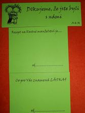 Kartičky, které se budou lepit na výslužky a další pro svatebčany, kteří můžou vyjádřit svůj názor :-)