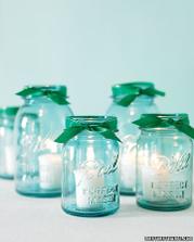 DIY lanterns - aqua blue