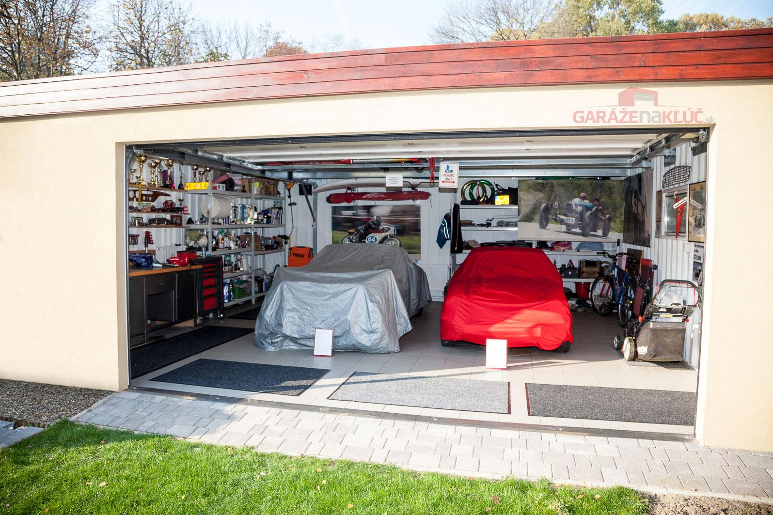 Montované garáže GARDEON - Garáž pre dve autá s pieskovou omietkou