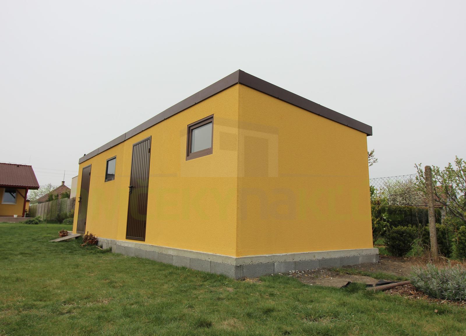 Montované záhradné domčeky GARDEON - Záhradný domček so žltou omietkou na náradie/bicykel