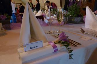 úžasně připravená výzdoba tabule a salonku