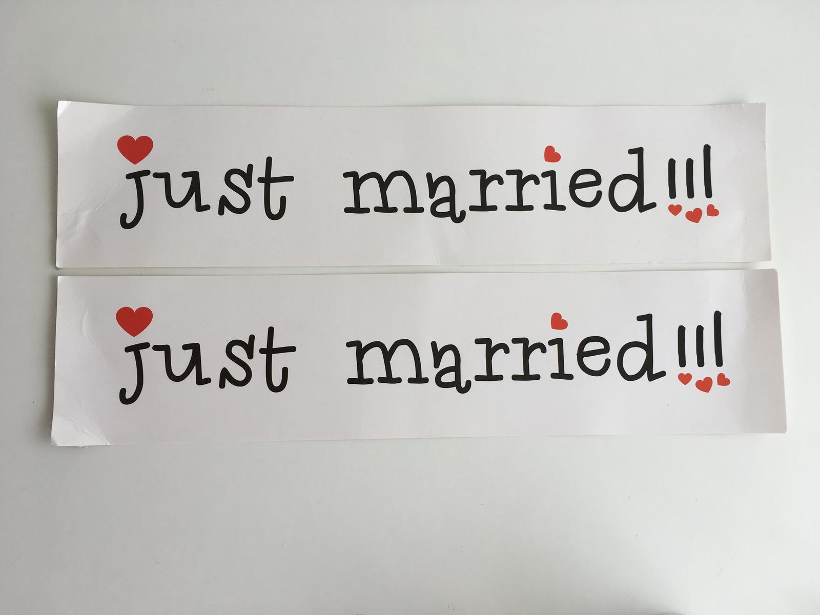 Just married - dekorace na SPZ značku - Obrázek č. 1
