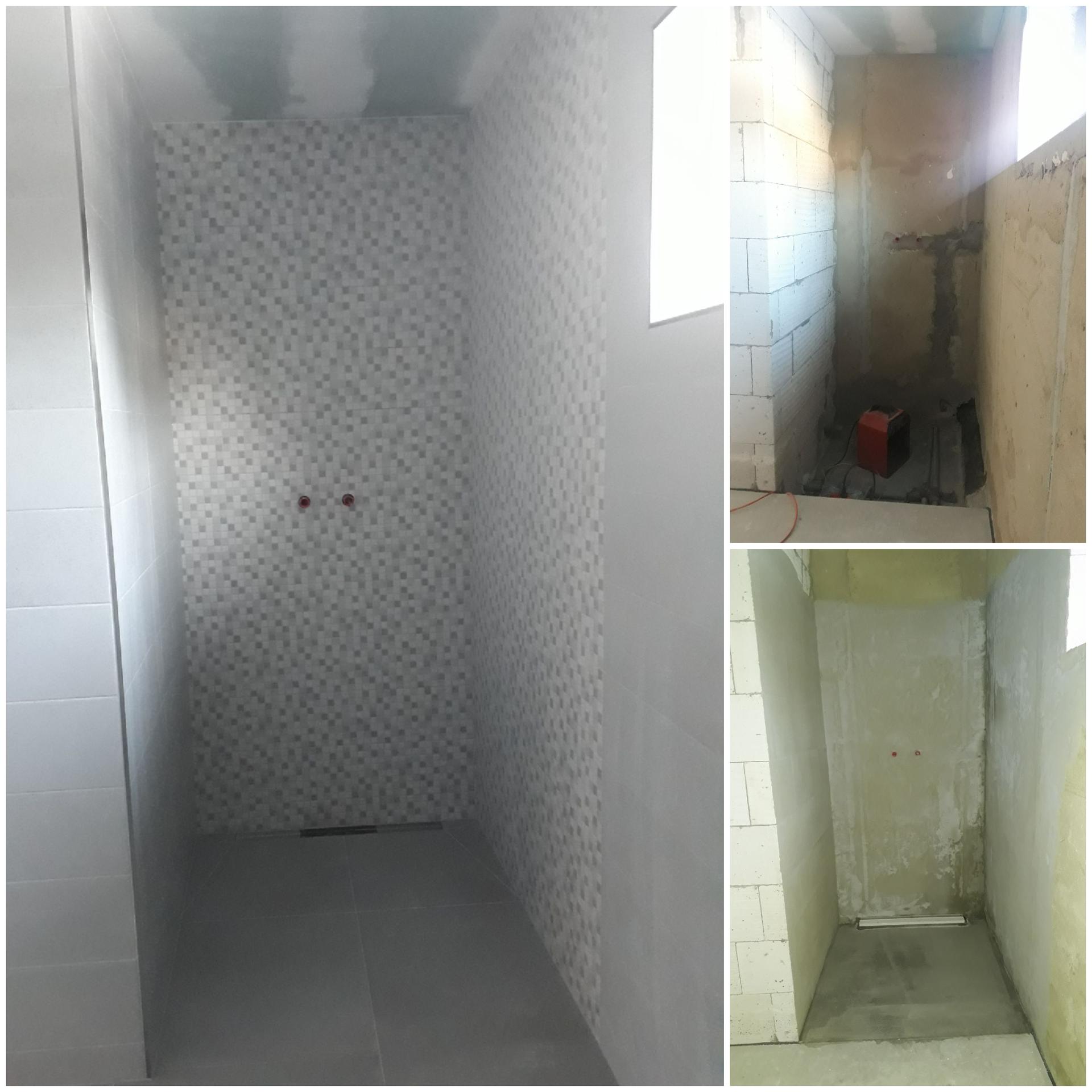 Koupelna přízemí - Hotovo - pohled do sprchového koutu