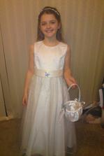 trying on dress with hairband and basket