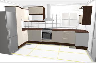Vítězná kuchyň v plánovači Ikea - skříňky budou všechny stejně vysoké to Ikea moc neumí