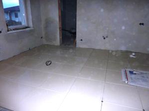 Dlažba v kuchynskej časti položená