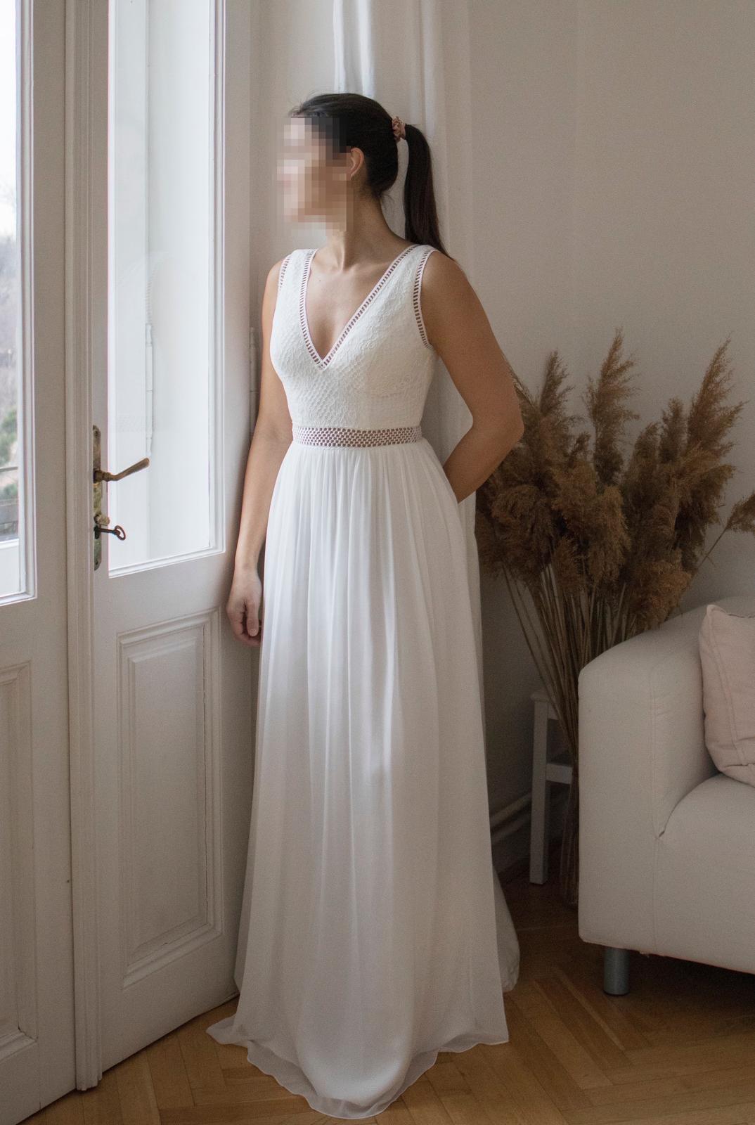 Vzdušné ľahké svadobné šaty s jemnou čipkou - nové - Obrázok č. 1