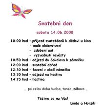 harmonogram svatebního dne