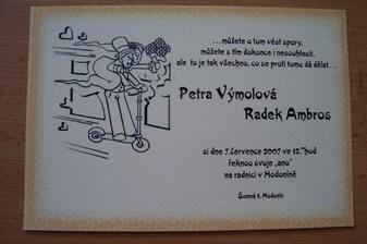 naše svatební oznámení