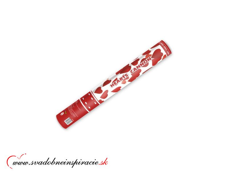 Vystreľovacie confetti - Červené srdiečka (40 cm) - Obrázok č. 1