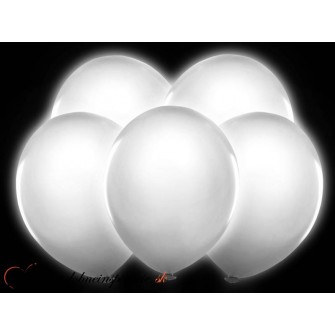 Balóny LED - BIELE (5 ks)  - Obrázok č. 1