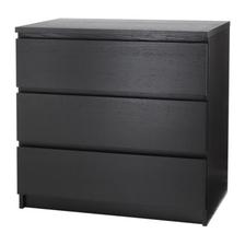 MALM Skrinka s 3 zásuvkami, čierno-hnedá € 49,99