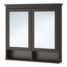 HEMNES Skrinka so zrkadlom/2 dvierka, čierno-hnedé moridlo Šírka: 103 cm Hĺbka: 16 cm Výška: 98 cm € 169
