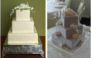 torta bude biela, ale jednotlivé poschodia budú pootočené ako na obrázku vpravo