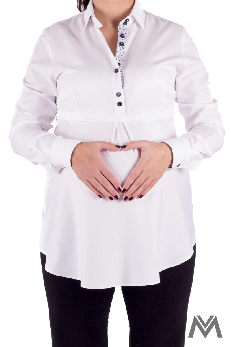 Módna tehotenská košeľa v bielej farbe VS1735T - Obrázok č. 1