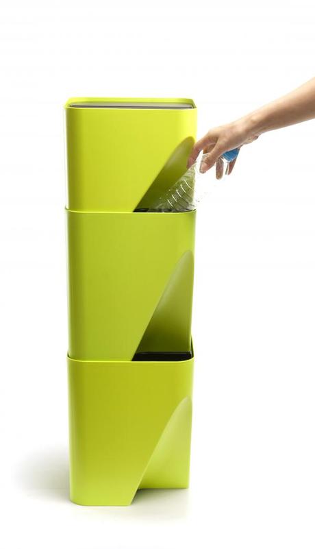 Stohovateľný odpadkový kôš Qualy Block 20, zelený - Obrázok č. 2