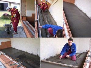 14.3.09 Počasí přeje, takže jdeme betonovat podlahu! Výsledek vypadá dobře ;o)