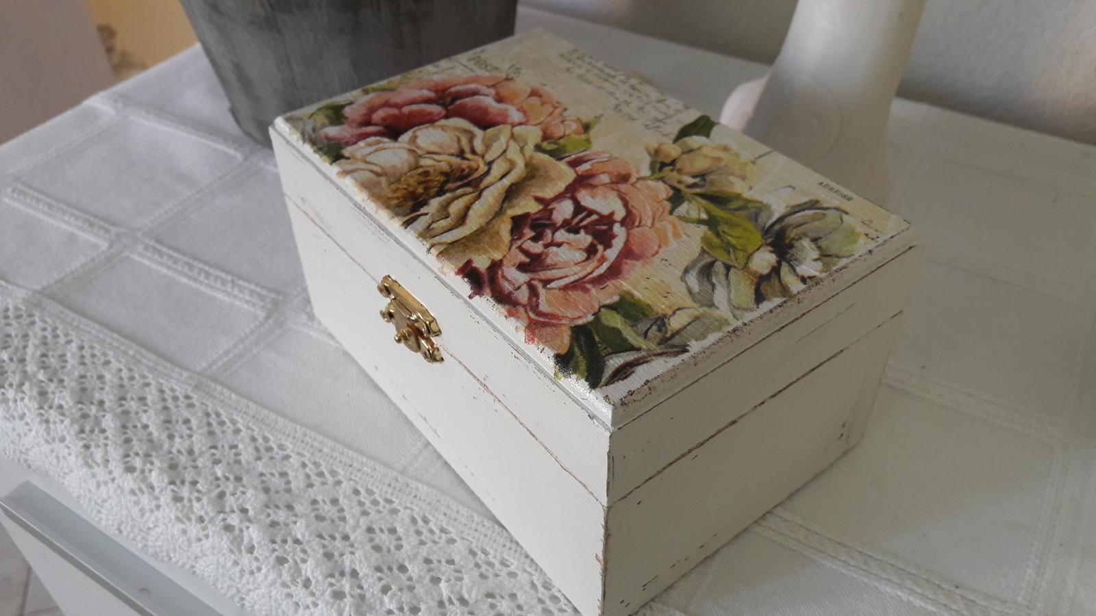 Drevená krabička - vintage vzhľad  - Obrázok č. 2