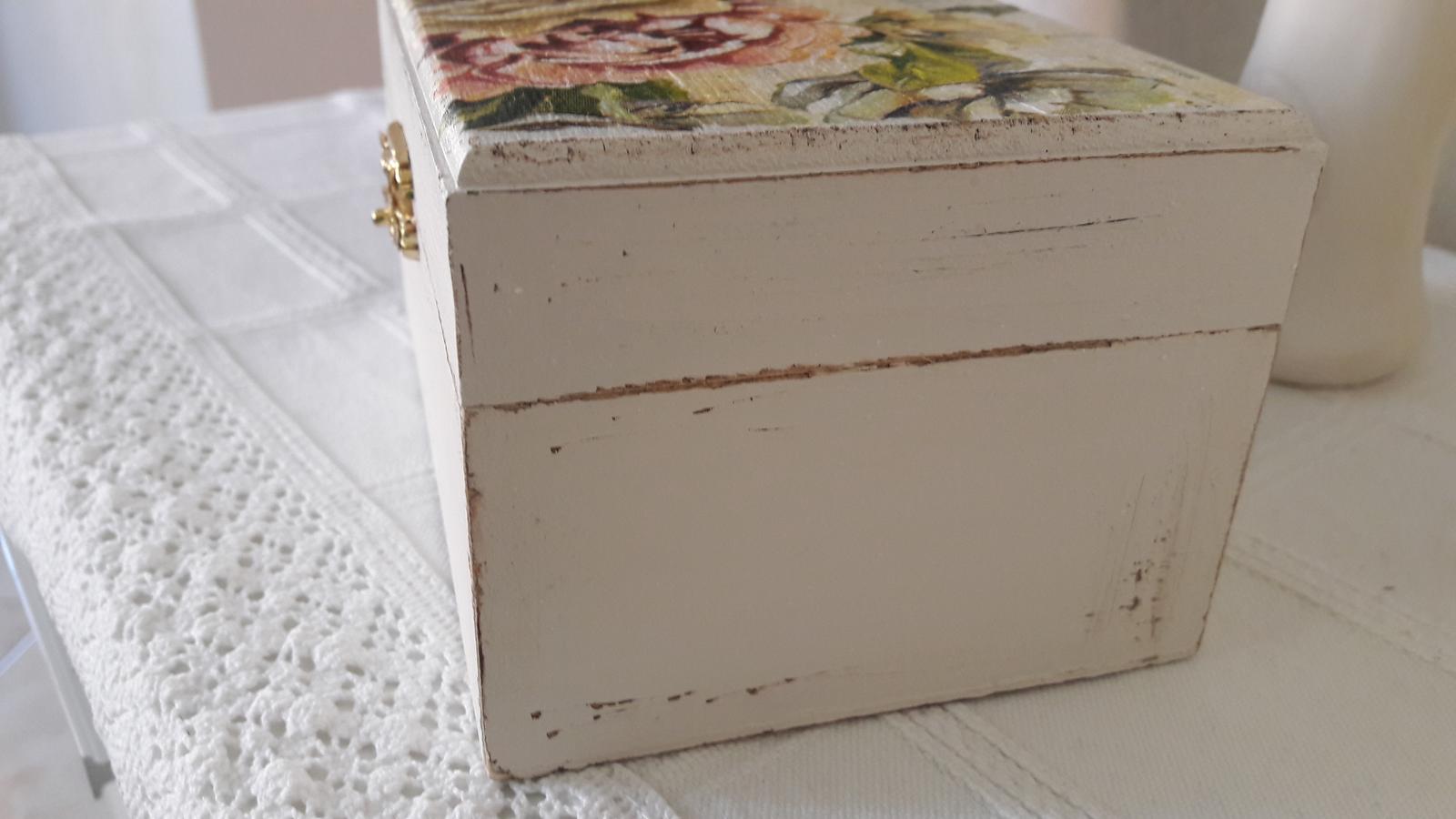 Drevená krabička - vintage vzhľad  - Obrázok č. 3