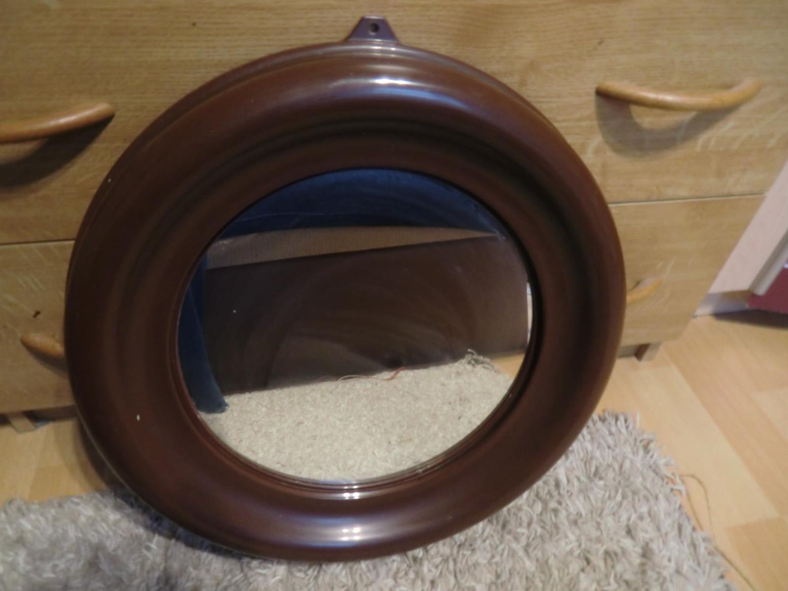 Zrkadlo okrúhle, hnedé - Obrázok č. 1