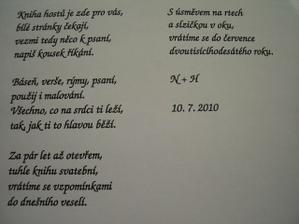 Text do Svatební knihy