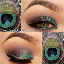 make-up inšpirovaný pávím pierkom