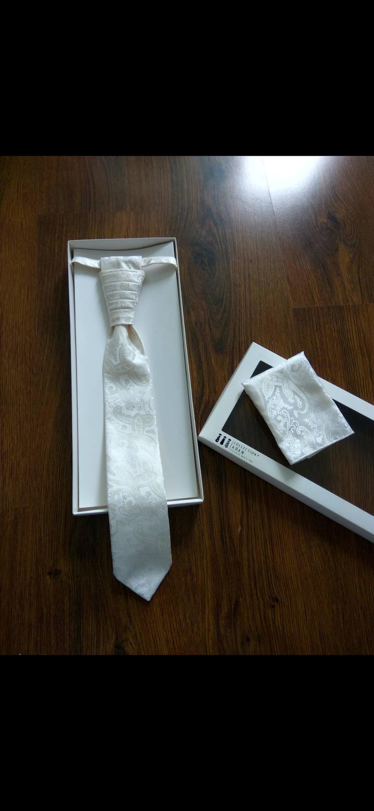 svadobná kravata s vreckovkou - Obrázok č. 1