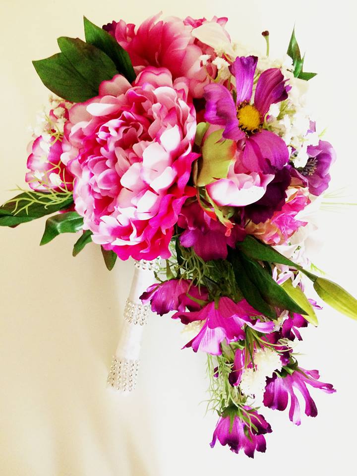 Fialová svatba - Umělá kytice na zakázku