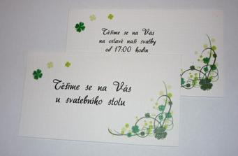 pozvanky na svatební hostinu a na odpolední oslavu