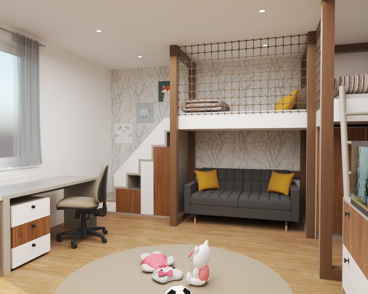 Grafické návrhy interiér 2020 - Grafický návrh detskej izby do rodinného domu - verzia 2- obr.1