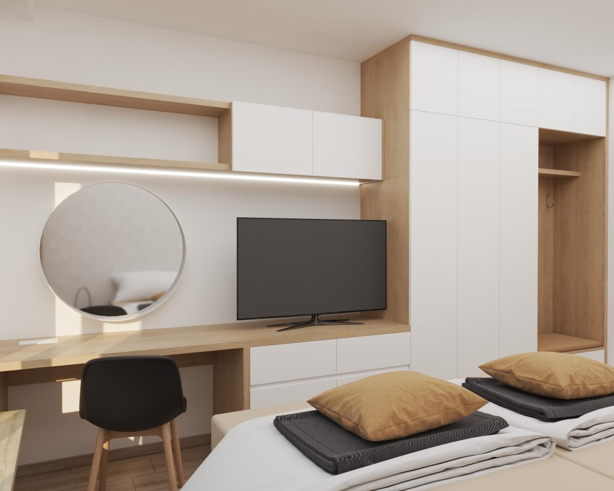 Grafické návrhy interiér 2021 - Grafický návrh hosťovskej izby v rodinnom dome - obr.1
