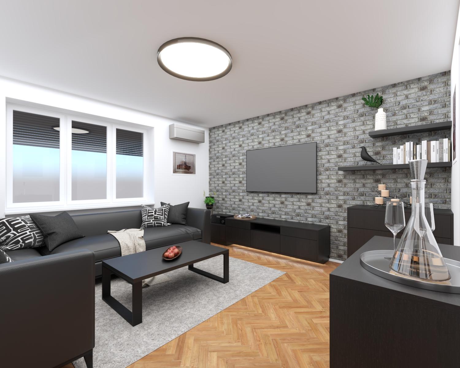 Grafické návrhy interiér 2021 - Grafický návrh obývačky do paneláku v BB - obr.1