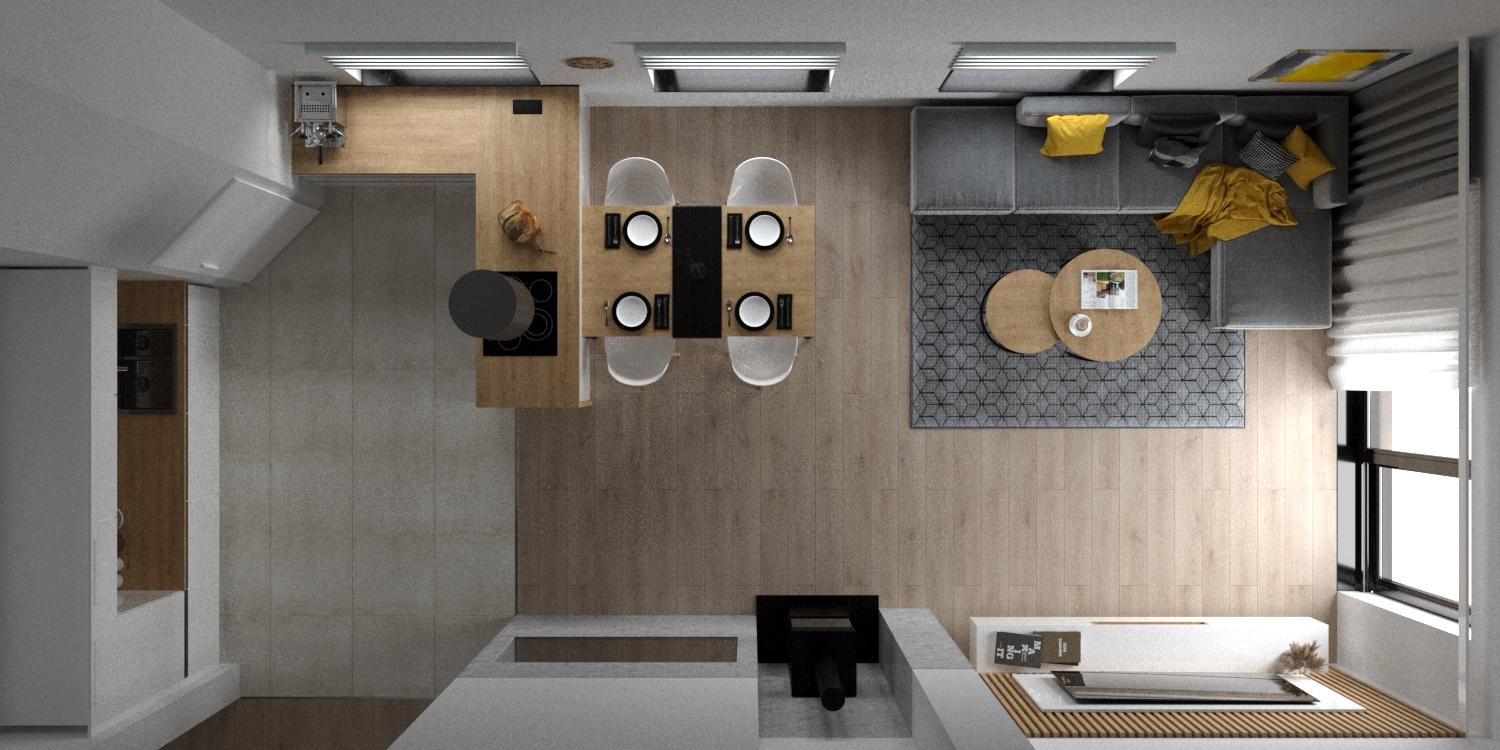 Grafické návrhy kuchynských liniek 2021 - Grafický návrh kuchyne spojenej s obývačkou v rodinnom dome-obr.8