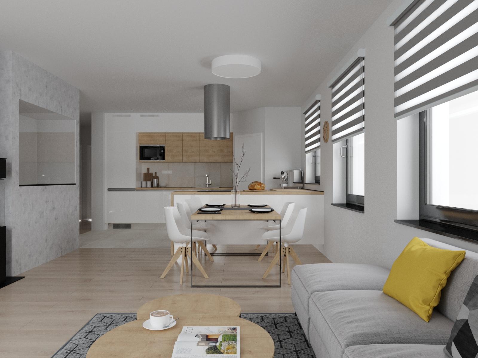 Grafické návrhy kuchynských liniek 2021 - Grafický návrh kuchyne spojenej s obývačkou v rodinnom dome-obr.1