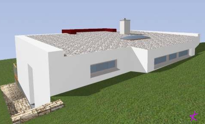 Tohle bude jednou náš dům (stále to vypadá, že pasivní) - Studie domu - pohled zezadu (původně plánovaná plochá střecha)