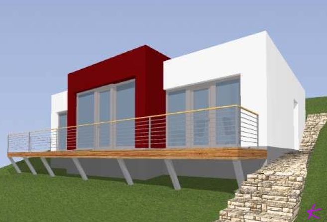 Tohle bude jednou náš dům (stále to vypadá, že pasivní) - Studie domu - pohled zepředu (původní barevné provedení)