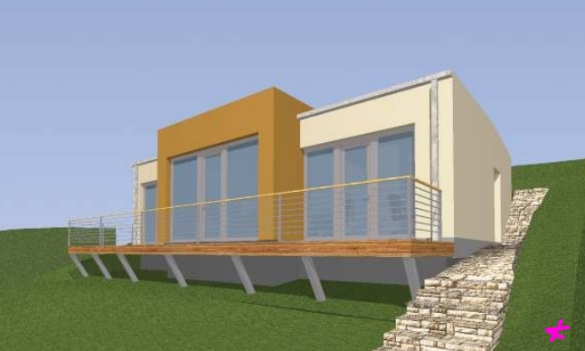 Tohle bude jednou náš dům (stále to vypadá, že pasivní) - Studie domu - pohled zepředu (nové barevné provedení)