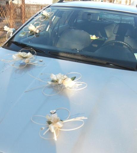 Výzdoba svatebního auta- 5ks motýlci ivory-zlatá - Obrázek č. 1