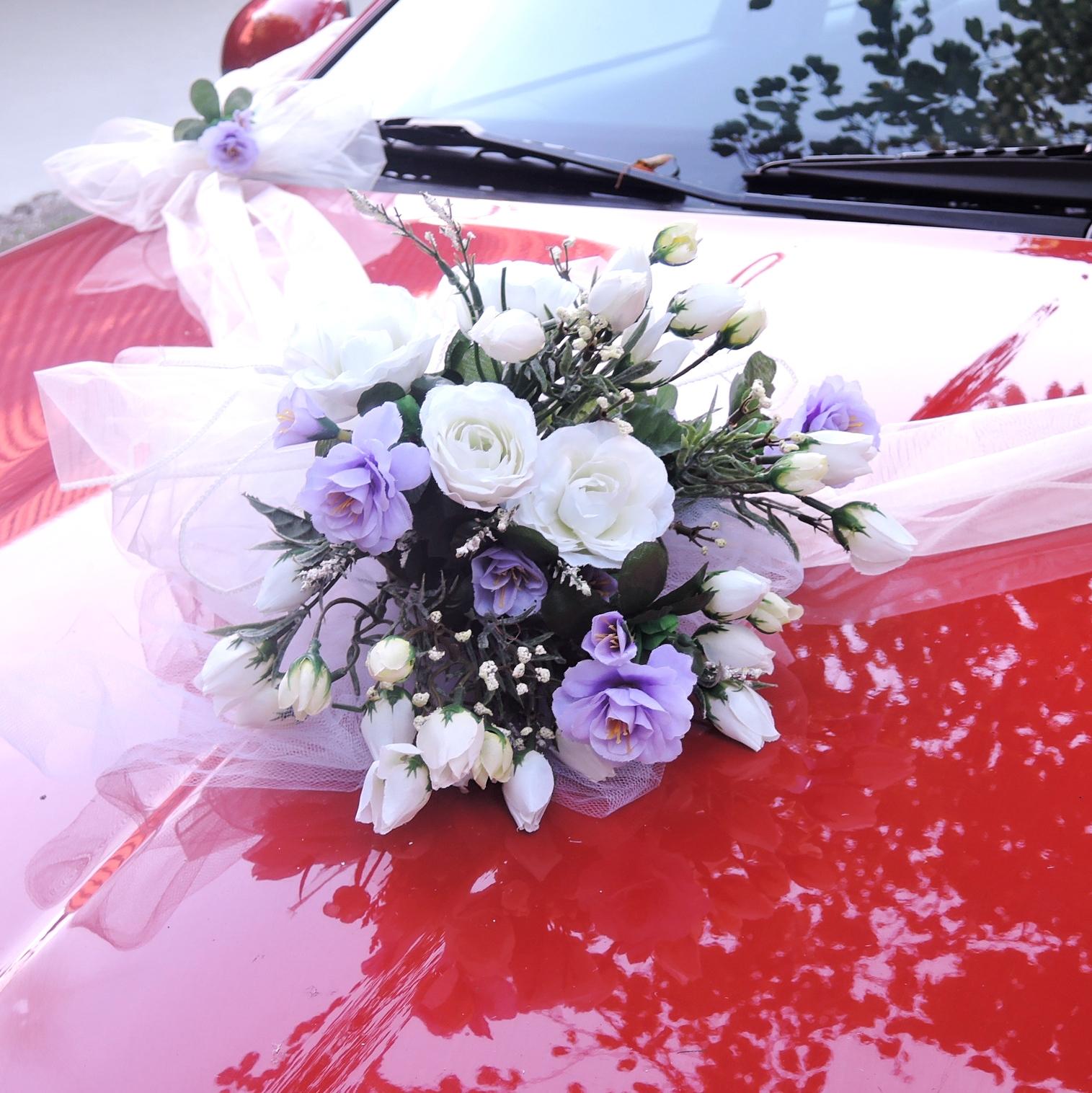 svatební auto - "Bílé růže s lila" - Obrázek č. 1