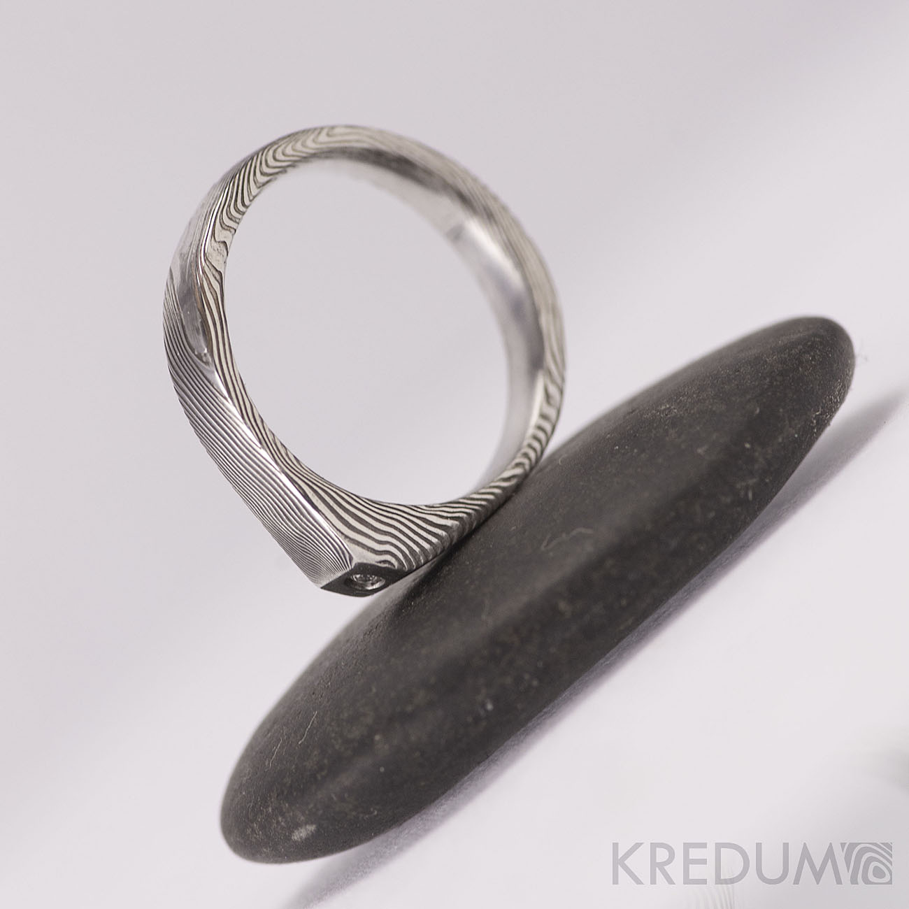 Damasteel nerezový prsten - Glorie + 1,5mm diamant - Obrázek č. 7