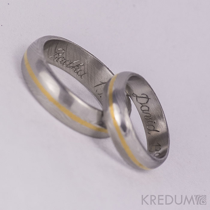 Pár nových prstenů v kombinaci damasteel a zlato, bílé zlato či stříbro - Obrázek č. 10