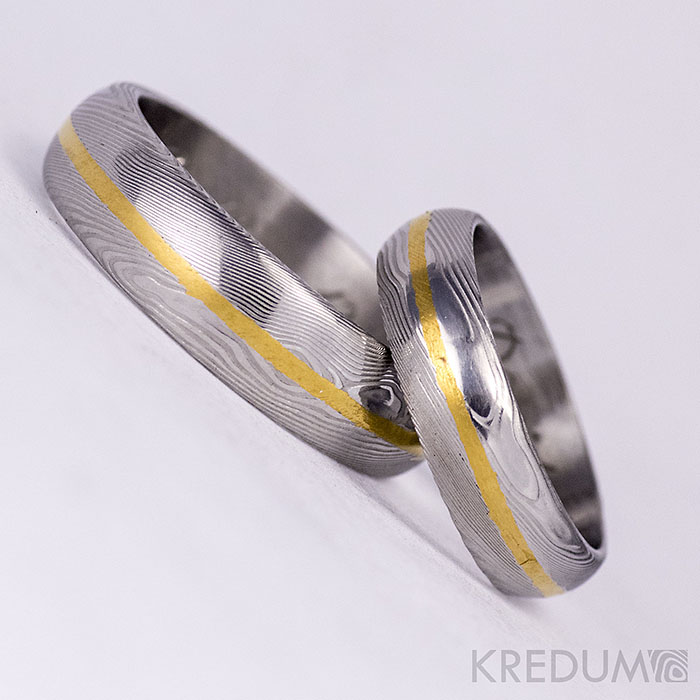 Pár nových prstenů v kombinaci damasteel a zlato, bílé zlato či stříbro - Obrázek č. 11