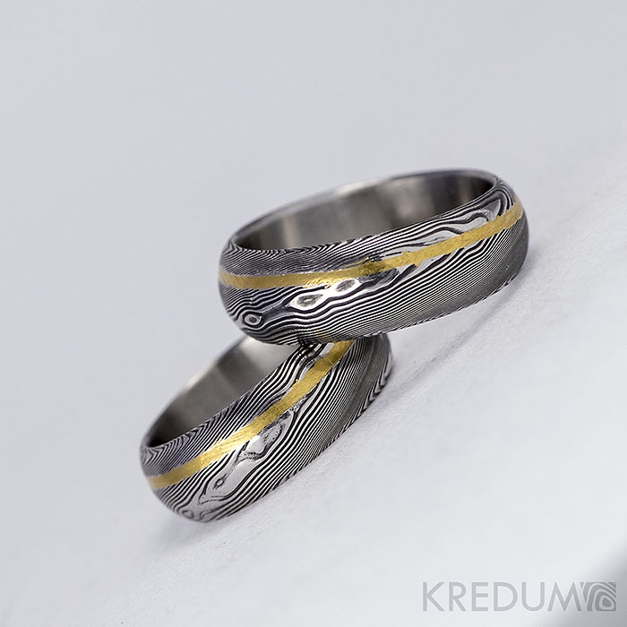 Pár nových prstenů v kombinaci damasteel a zlato, bílé zlato či stříbro - Obrázek č. 13